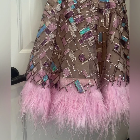 Bronx and Banco Mademoiselle Feather Trim Mini Dress - Picture 4 of 8